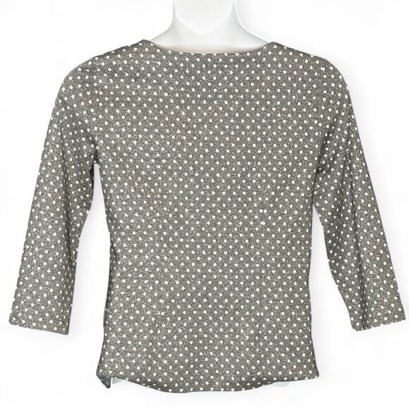 Talbots Gray Polka Dot Metallic Tunic Top Size M Pullover 3/4 Sleeve Casual Chic - Picture 9 of 10